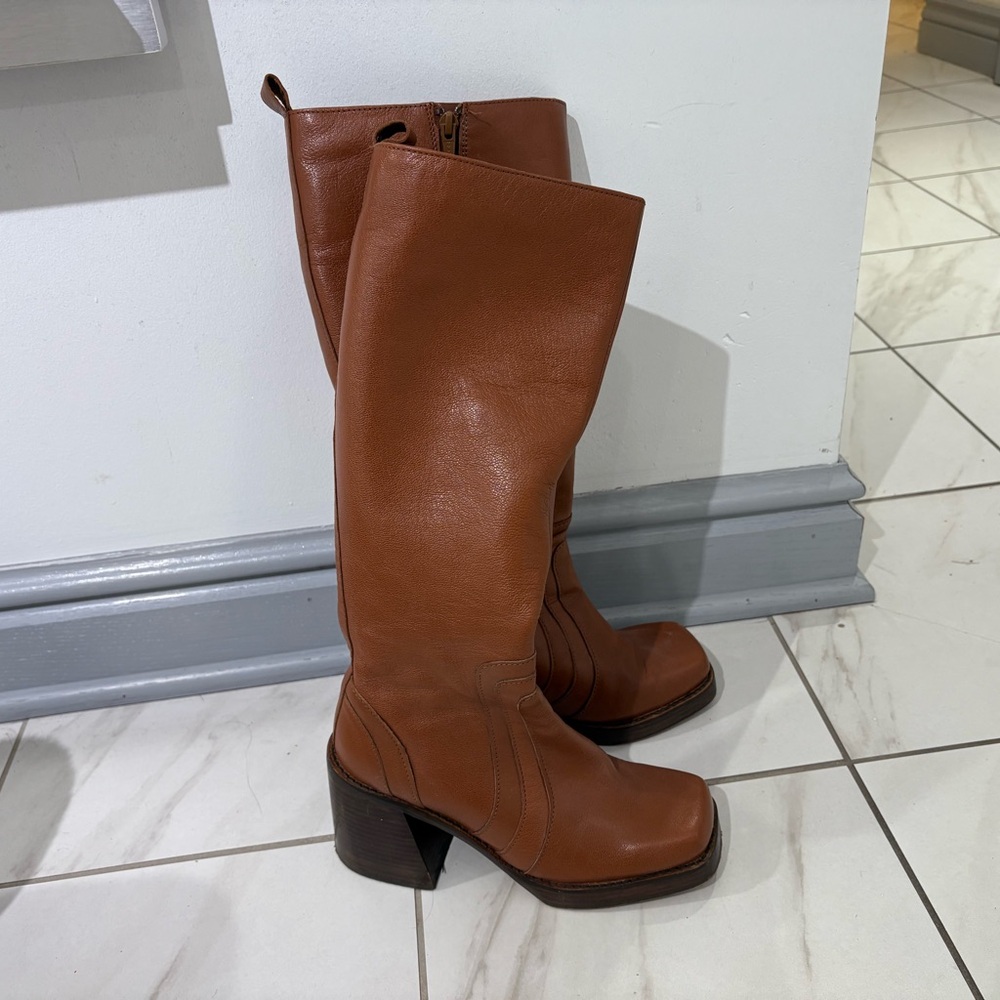 Steve Madden Tan Leather Heeled Boots